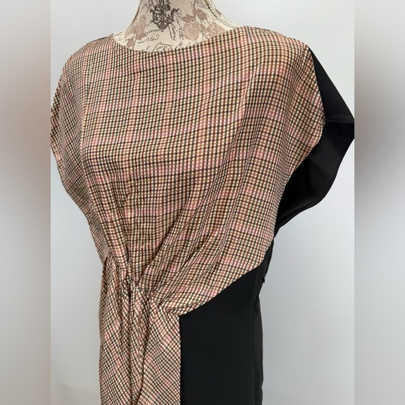 ZARA Tan and Black Asymmetrical Fitted Dress size L - Picture 6 of 16